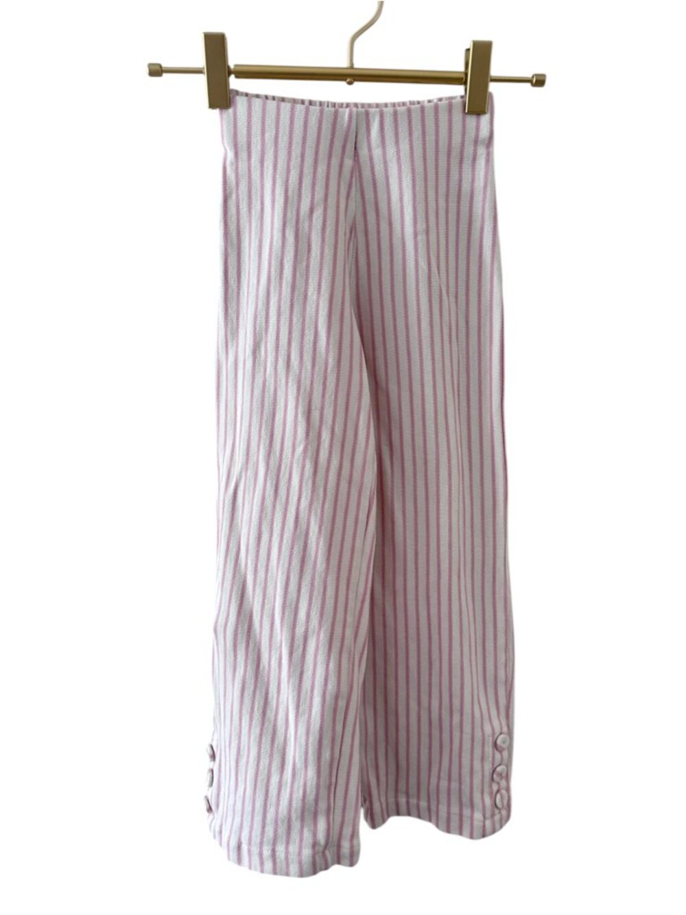 Zara Girls Cream Pink Pinstripe Wide Leg Pants Size 6
